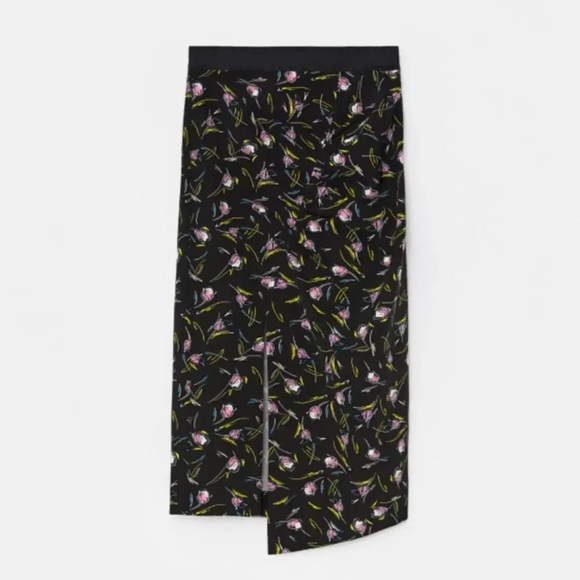 BIMBA Y LOLA Tulip Asymmetrical Black and Floral Midi Skirt Size 4 EU36 - Picture 3 of 15